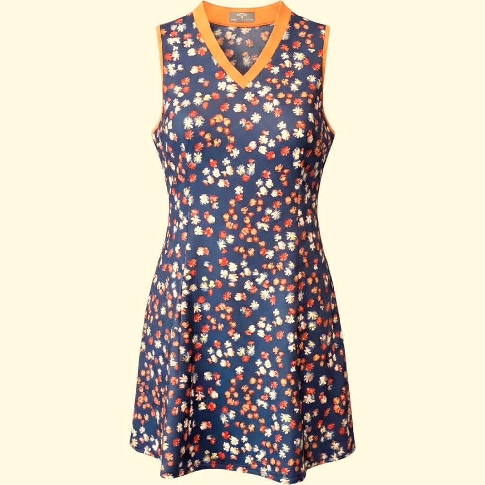 Callaway Opti-Dri Women Small Golf Dress Floral blue Gray Orange wicking